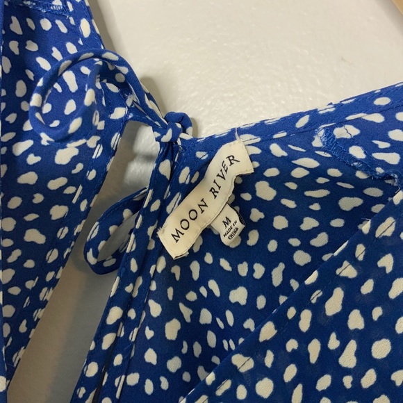 ANTHROPOLOGIE Moon River Spotted Blue Button Dress - Picture 7 of 12